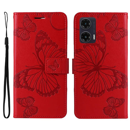 For Motorola Moto G35 5G Case Butterfly Leather Phone Cover - Red