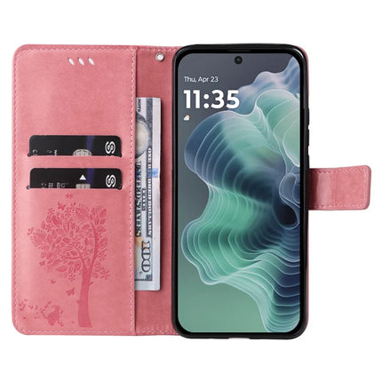 For Motorola Moto G35 5G Case Cat Tree Pattern Flip Leather Phone Cover
