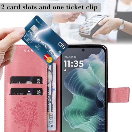 For Motorola Moto G35 5G Case Cat Tree Pattern Flip Leather Phone Cover