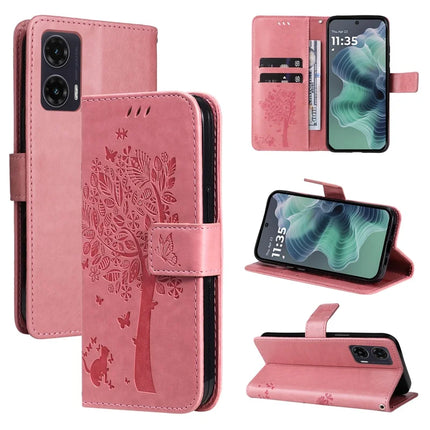 For Motorola Moto G35 5G Case Cat Tree Pattern Flip Leather Phone Cover