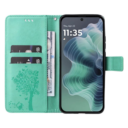 For Motorola Moto G35 5G Case Cat Tree Pattern Flip Leather Phone Cover