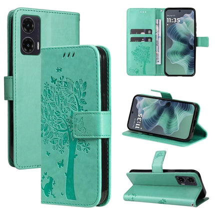 For Motorola Moto G35 5G Case Cat Tree Pattern Flip Leather Phone Cover
