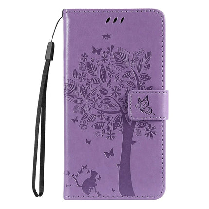 For Motorola Moto G35 5G Case Cat Tree Pattern Flip Leather Phone Cover