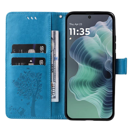 For Motorola Moto G35 5G Case Cat Tree Pattern Flip Leather Phone Cover