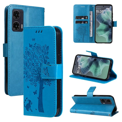 For Motorola Moto G35 5G Case Cat Tree Pattern Flip Leather Phone Cover