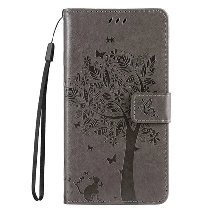 For Motorola Moto G35 5G Case Cat Tree Pattern Flip Leather Phone Cover