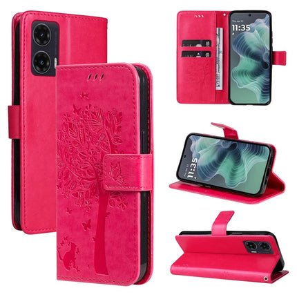 For Motorola Moto G35 5G Case Cat Tree Pattern Flip Leather Phone Cover