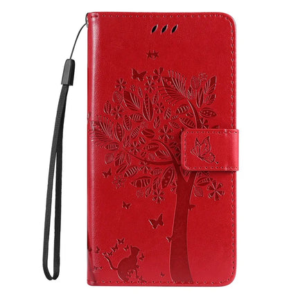 For Motorola Moto G35 5G Case Cat Tree Pattern Flip Leather Phone Cover