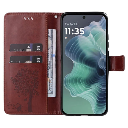 For Motorola Moto G35 5G Case Cat Tree Pattern Flip Leather Phone Cover