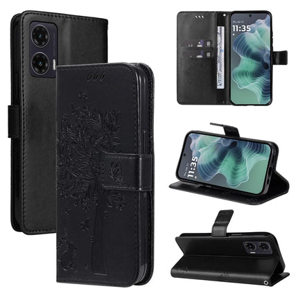 For Motorola Moto G35 5G Case Cat Tree Pattern Flip Leather Phone Cover