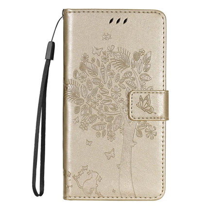 For Motorola Moto G35 5G Case Cat Tree Pattern Flip Leather Phone Cover