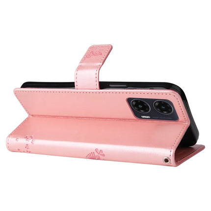 For Motorola Moto G35 5G Case Cat Tree Pattern Flip Leather Phone Cover