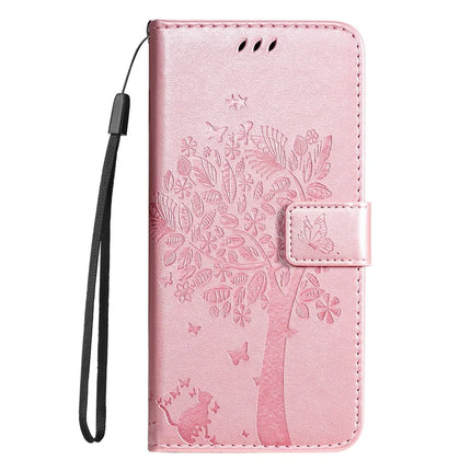 For Motorola Moto G35 5G Case Cat Tree Pattern Flip Leather Phone Cover