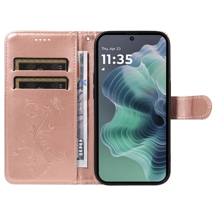 For Motorola Moto G35 5G Case Flower Pattern PU Leather Wallet Phone Cover