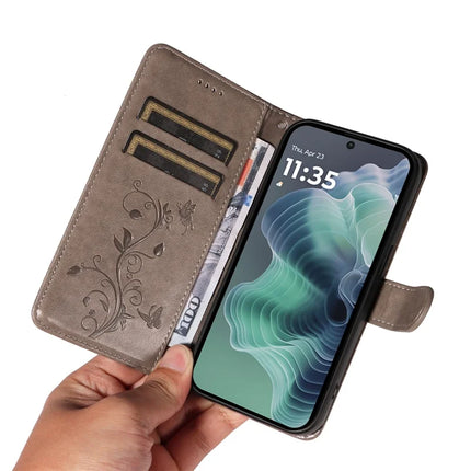 For Motorola Moto G35 5G Case Flower Pattern PU Leather Wallet Phone Cover