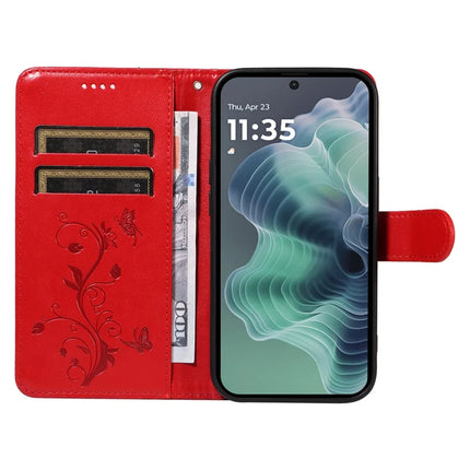 For Motorola Moto G35 5G Case Flower Pattern PU Leather Wallet Phone Cover