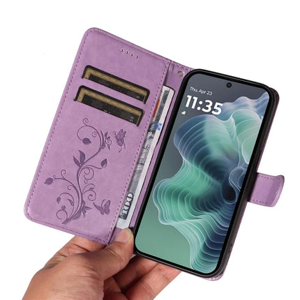 For Motorola Moto G35 5G Case Flower Pattern PU Leather Wallet Phone Cover