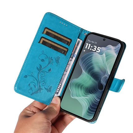 For Motorola Moto G35 5G Case Flower Pattern PU Leather Wallet Phone Cover