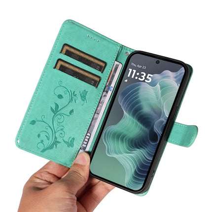 For Motorola Moto G35 5G Case Flower Pattern PU Leather Wallet Phone Cover