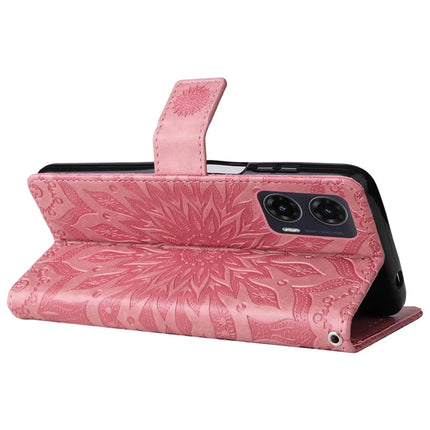 For Motorola Moto G35 5G Case Sunflower Leather Wallet Phone Cover