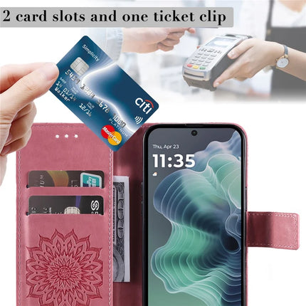 For Motorola Moto G35 5G Case Sunflower Leather Wallet Phone Cover