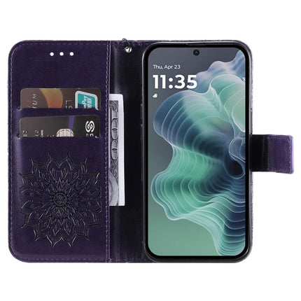 For Motorola Moto G35 5G Case Sunflower Leather Wallet Phone Cover