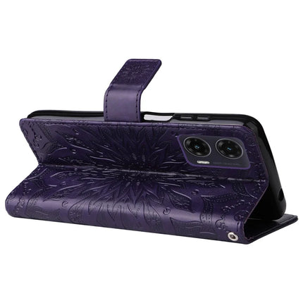For Motorola Moto G35 5G Case Sunflower Leather Wallet Phone Cover