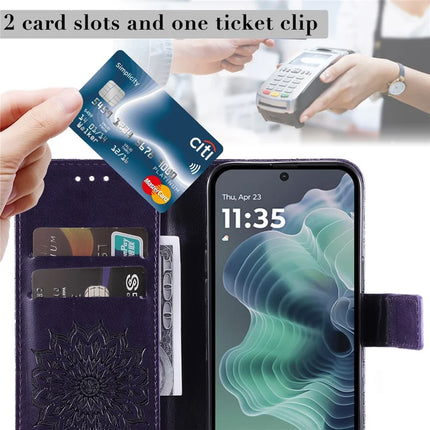 For Motorola Moto G35 5G Case Sunflower Leather Wallet Phone Cover