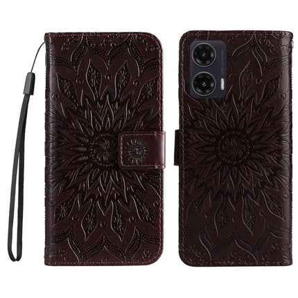 For Motorola Moto G35 5G Case Sunflower Leather Wallet Phone Cover - Brown