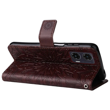 For Motorola Moto G35 5G Case Sunflower Leather Wallet Phone Cover