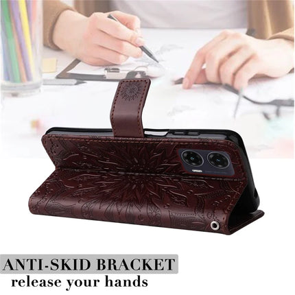 For Motorola Moto G35 5G Case Sunflower Leather Wallet Phone Cover