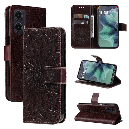 For Motorola Moto G35 5G Case Sunflower Leather Wallet Phone Cover