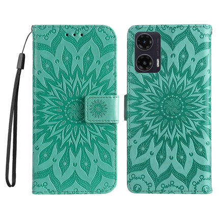 For Motorola Moto G35 5G Case Sunflower Leather Wallet Phone Cover - Green
