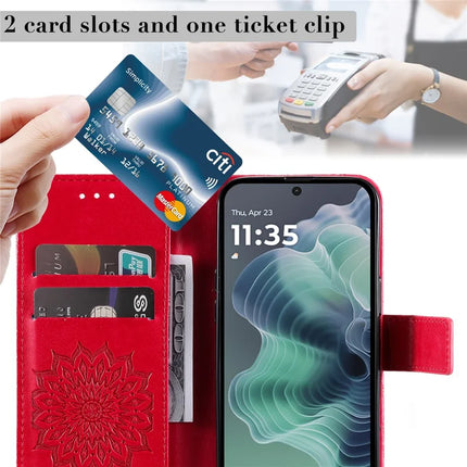 For Motorola Moto G35 5G Case Sunflower Leather Wallet Phone Cover