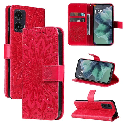For Motorola Moto G35 5G Case Sunflower Leather Wallet Phone Cover