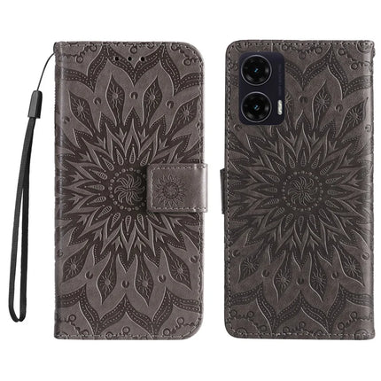 For Motorola Moto G35 5G Case Sunflower Leather Wallet Phone Cover - Grey
