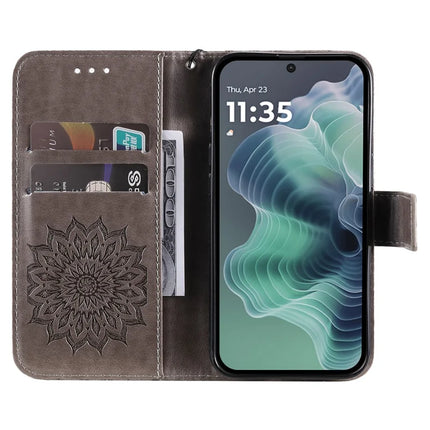 For Motorola Moto G35 5G Case Sunflower Leather Wallet Phone Cover