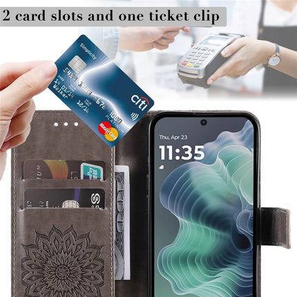 For Motorola Moto G35 5G Case Sunflower Leather Wallet Phone Cover