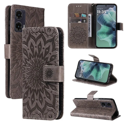 For Motorola Moto G35 5G Case Sunflower Leather Wallet Phone Cover