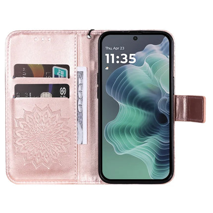 For Motorola Moto G35 5G Case Sunflower Leather Wallet Phone Cover