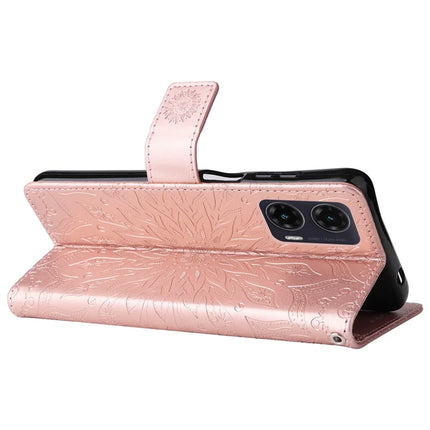 For Motorola Moto G35 5G Case Sunflower Leather Wallet Phone Cover