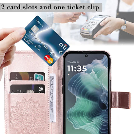 For Motorola Moto G35 5G Case Sunflower Leather Wallet Phone Cover
