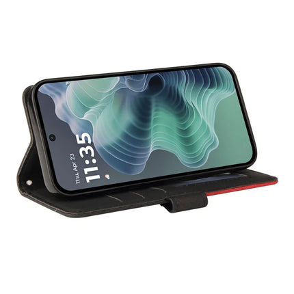 For Motorola Moto G35 5G Leather Case Wallet Stand Color Splicing Phone Cover