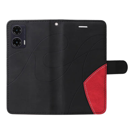For Motorola Moto G35 5G Leather Case Wallet Stand Color Splicing Phone Cover