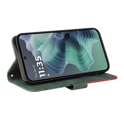 For Motorola Moto G35 5G Leather Case Wallet Stand Color Splicing Phone Cover