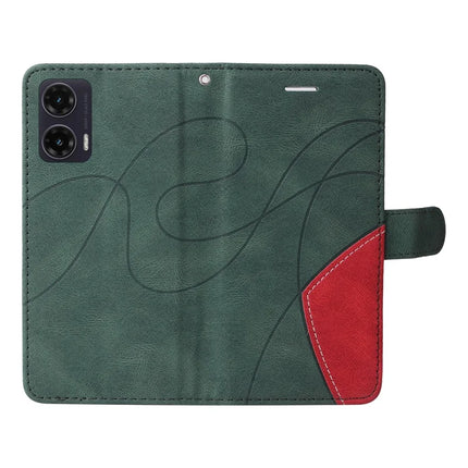 For Motorola Moto G35 5G Leather Case Wallet Stand Color Splicing Phone Cover