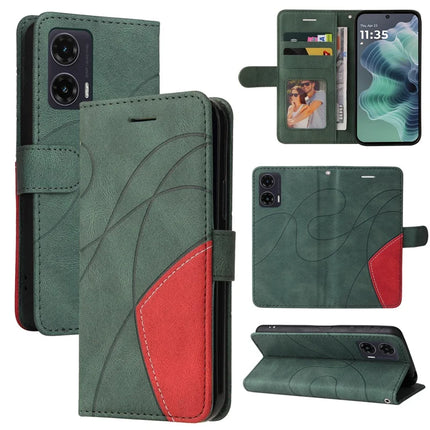 For Motorola Moto G35 5G Leather Case Wallet Stand Color Splicing Phone Cover