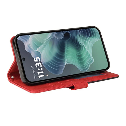 For Motorola Moto G35 5G Leather Case Wallet Stand Color Splicing Phone Cover