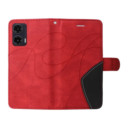 For Motorola Moto G35 5G Leather Case Wallet Stand Color Splicing Phone Cover