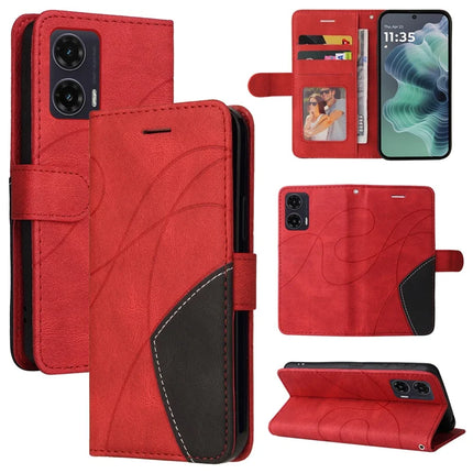 For Motorola Moto G35 5G Leather Case Wallet Stand Color Splicing Phone Cover